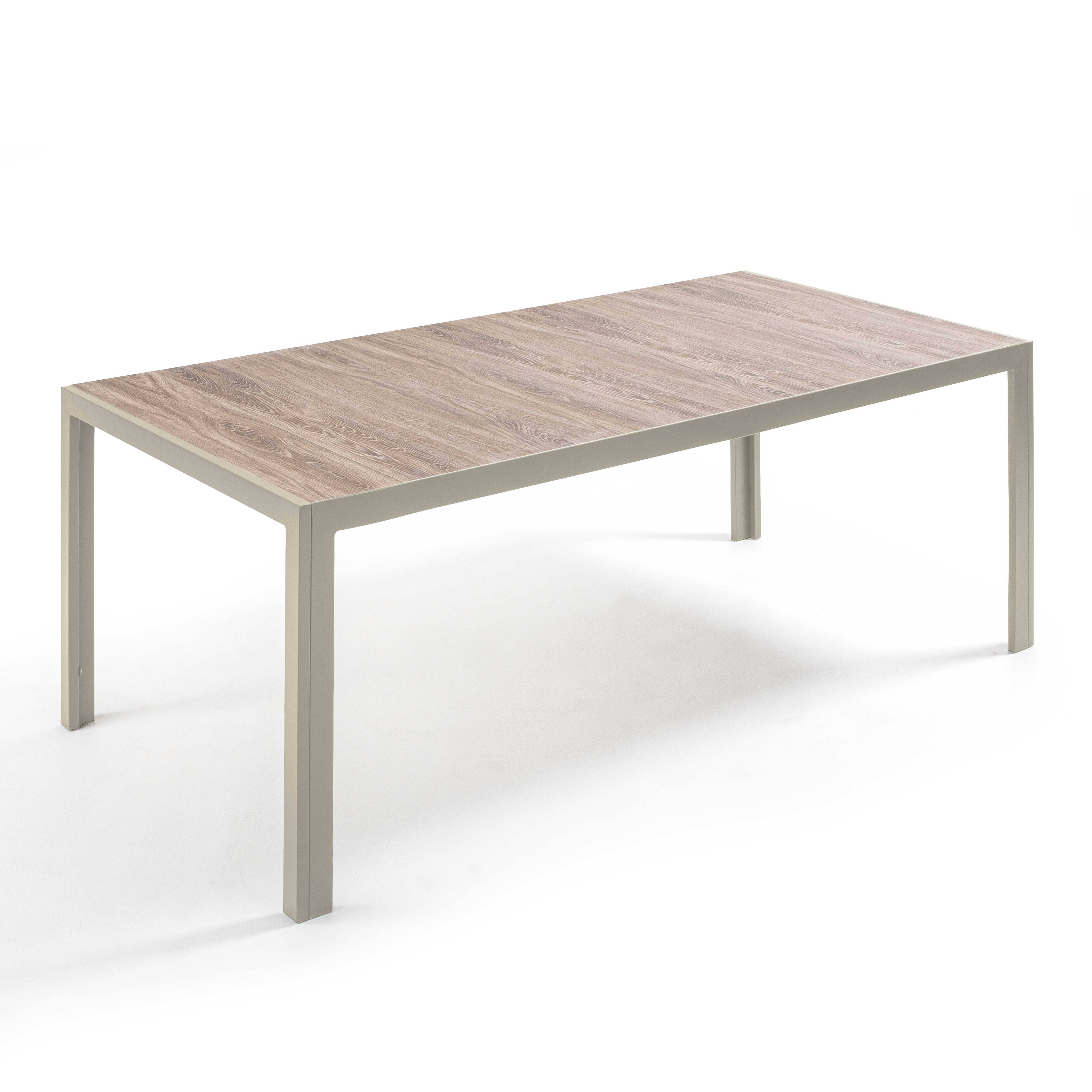 Oviala - Table de jardin en aluminium et céramique effet bois 206 cm crème Tivoli - Oviala - Image 1