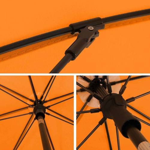 Helloshop26 - Parasol droit 50 nervures en fibre de verre toile polyester inclinable sac de transport terrasse jardin balcon plage diamètre 160 cm orange - Imagen 4