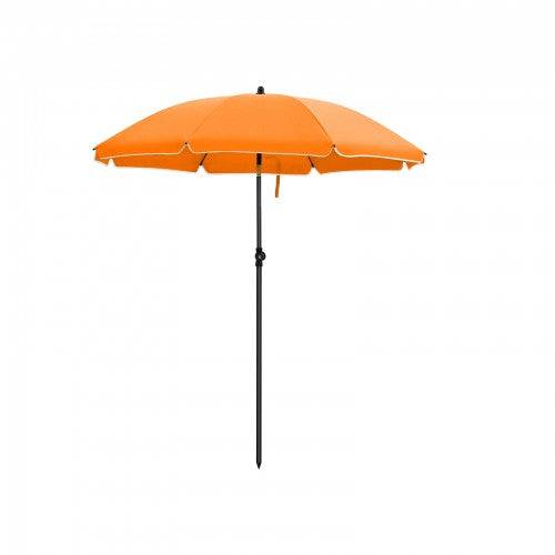 Helloshop26 - Parasol droit 50 nervures en fibre de verre toile polyester inclinable sac de transport terrasse jardin balcon plage diamètre 160 cm orange - Imagen 1