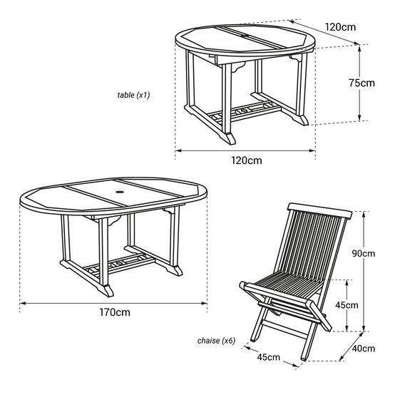 Salon de jardin en teck LOMBOK - table ronde extensible - 6 places - HAPPY GARDEN - Image 4