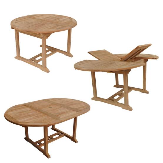 Salon de jardin en teck LOMBOK - table ronde extensible - 6 places - HAPPY GARDEN - Image 2