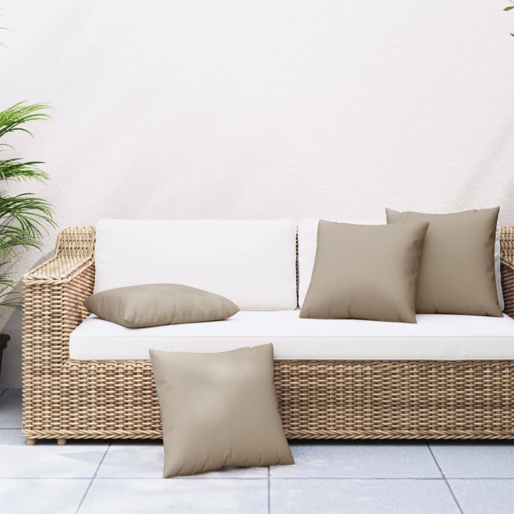 Coussins pour Salon de Jardin Lot de 4 Tissu Polyester Confortable pour Terrasse Taupe 50x50 cm – ComfortXL Outdoor Living - Image 1