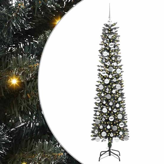 ComfortXL - Sapin de Noël décoré 180 cm PVC intérieur extérieur avec 300 LED Vert – ComfortXL Outdoor Living - Image 2