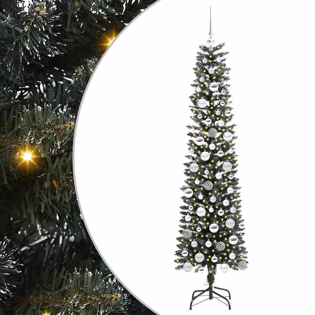 ComfortXL - Sapin de Noël décoré 180 cm PVC intérieur extérieur avec 300 LED Vert – ComfortXL Outdoor Living - Image 2