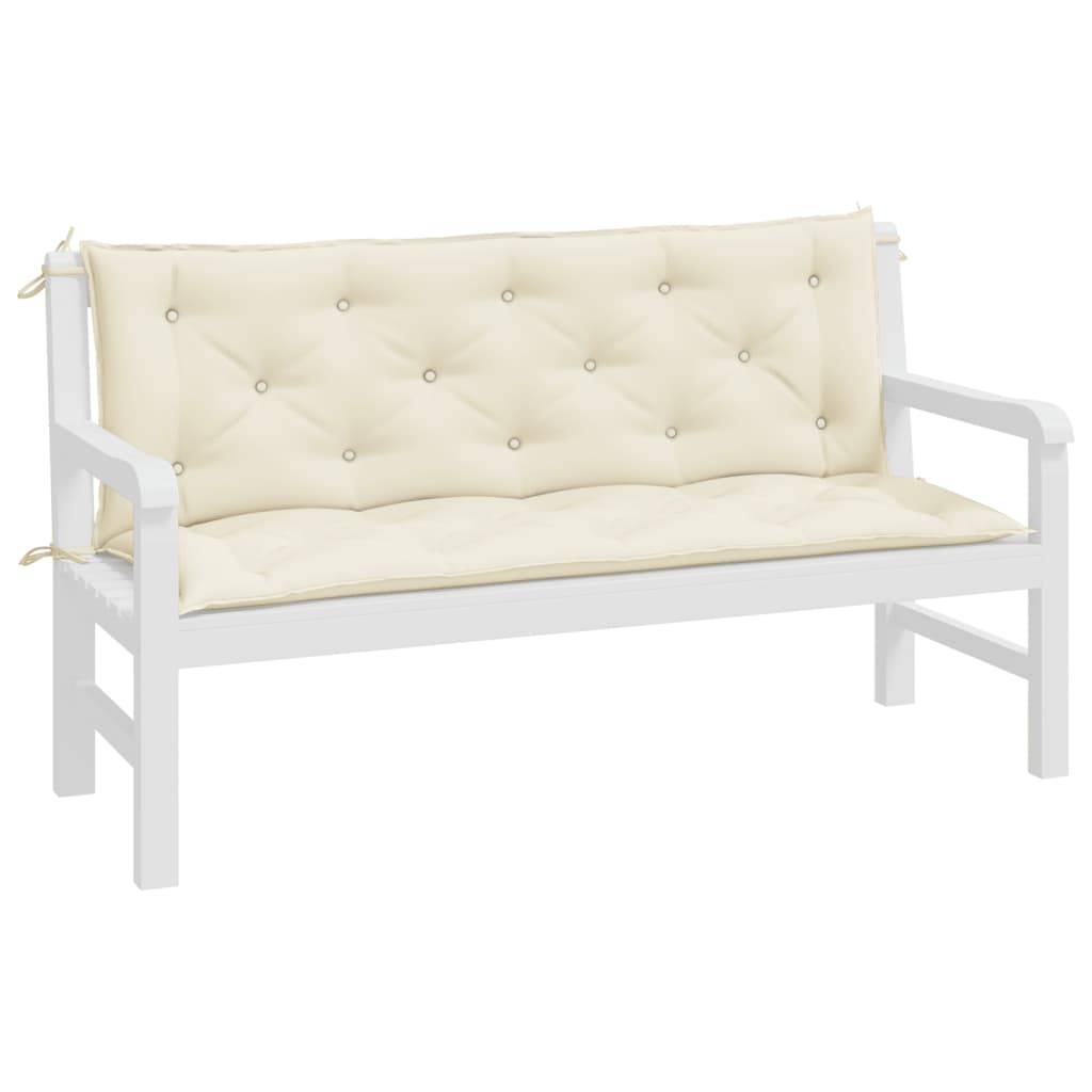 Lot de 2 Coussins de banc de jardin blanc crème tissu Oxford P129 - Image 4