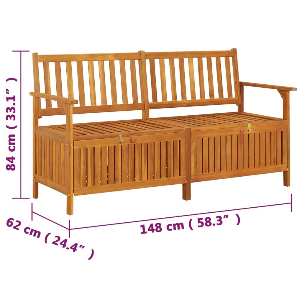 Banc de jardin | Banc de rangement 148 cm Bois d'acacia solide Maison Chic - Image 8