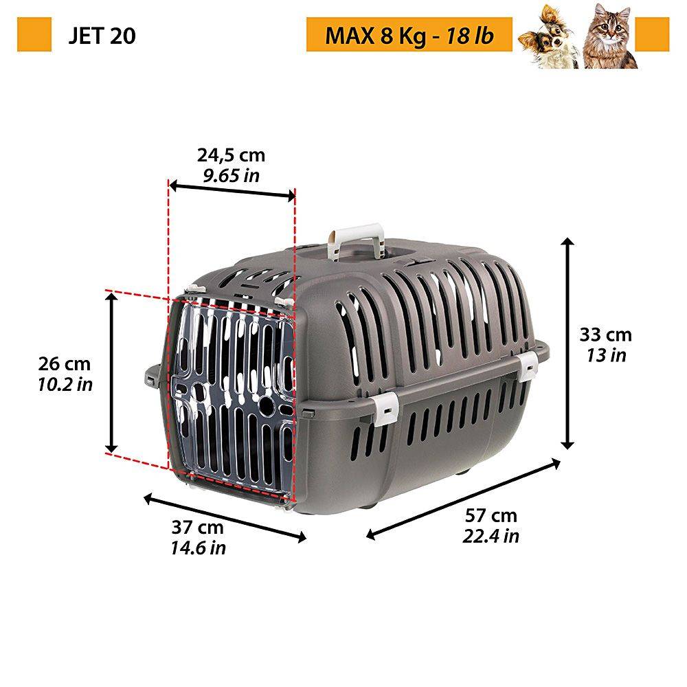 Ferplast - Ferplast Caisse de Transport Chat, Cage de Transport pour Chiens Petits et Chats jusqu'à 8 Kg, Porte Transparente Antichoc, Fentes d'aération, 37 x 57 - Imagen 2