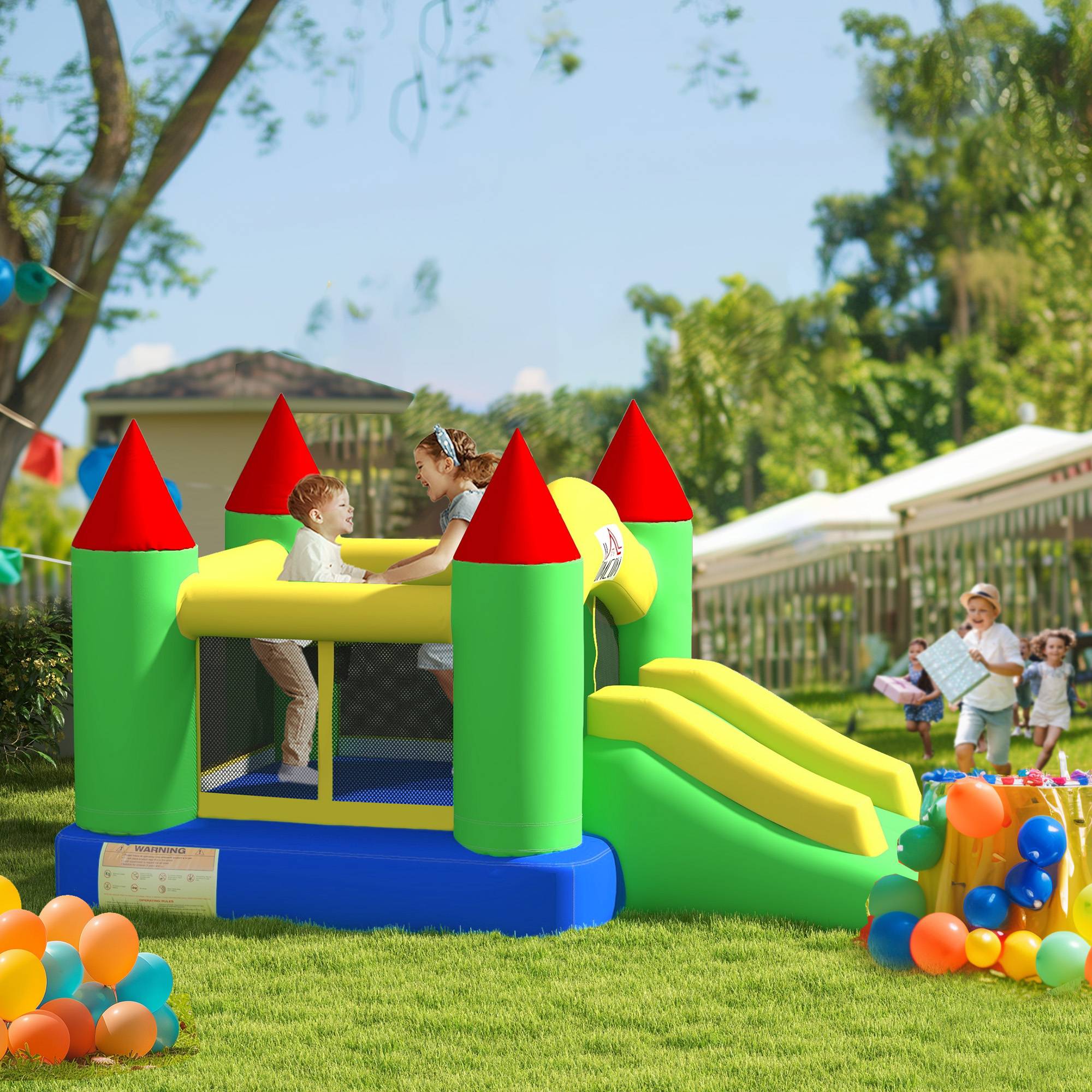 Château gonflable avec toboggan et filet de sécurité, jusqu'à 100 kg, 3-10 ans, 300 x 180 x 160 cm - Image 3