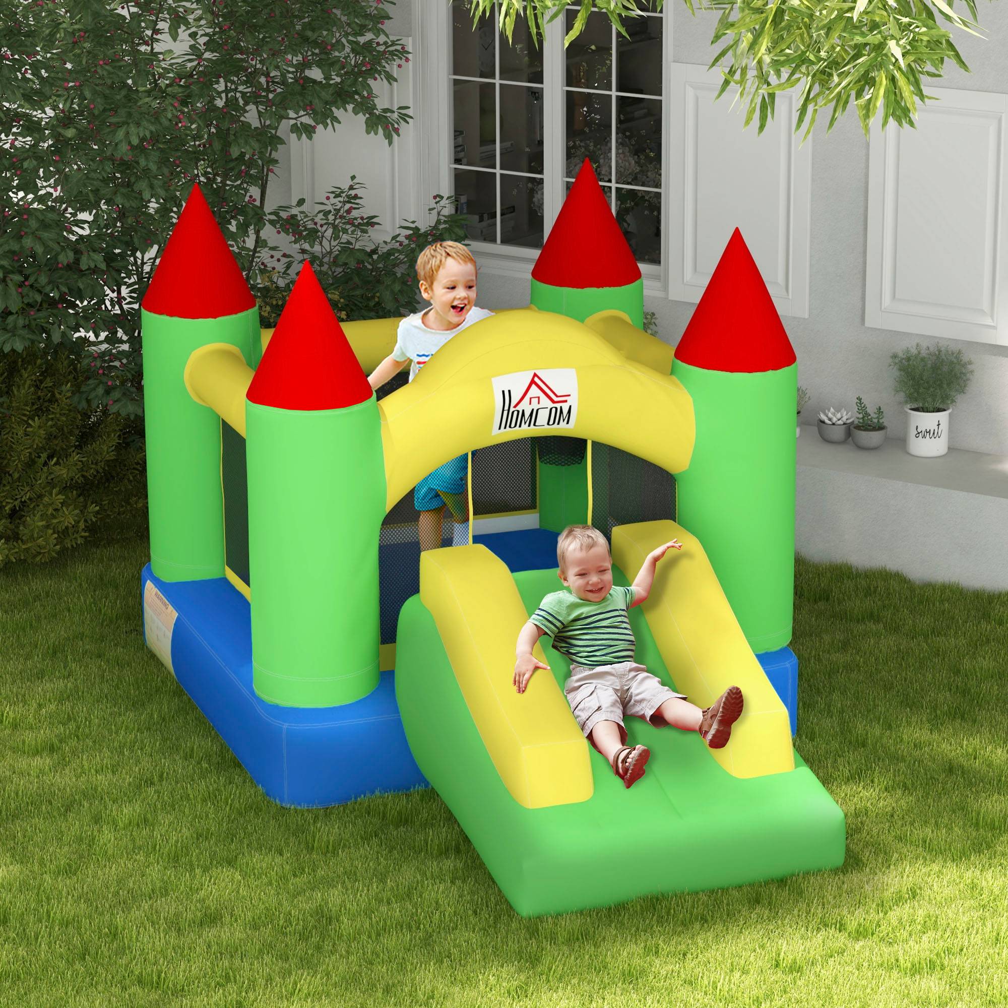 Château gonflable avec toboggan et filet de sécurité, jusqu'à 100 kg, 3-10 ans, 300 x 180 x 160 cm - Image 4