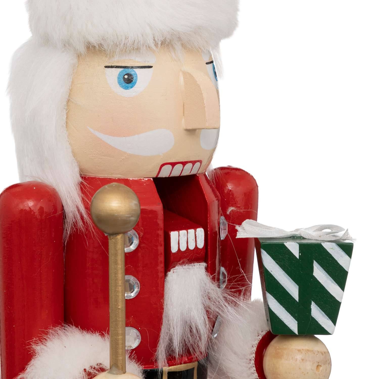 Casse noisette de Noël en bois - H. 38 cm - Rouge et blanc - Atmosphera - Image 2