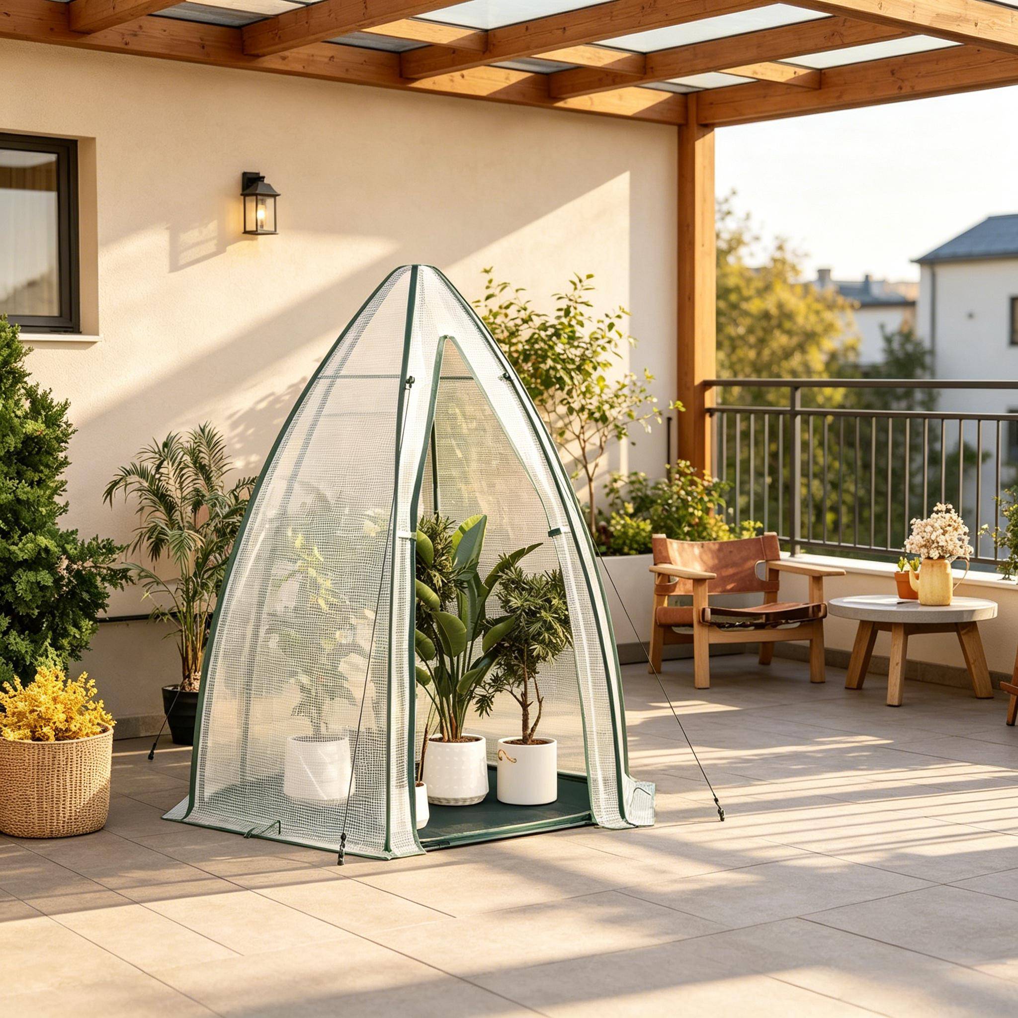 Serre de Jardin PE et Acier pour Tomates et Plantes Protection Croissance 160x160x180cm Blanc - ComfortXL Outdoor Living - Image 1