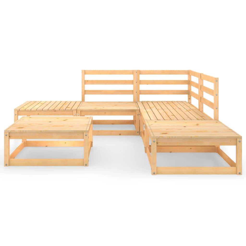 Helloshop26 - Salon de jardin meuble d'extérieur ensemble de mobilier 6 pièces bois de pin massif - Imagen 2