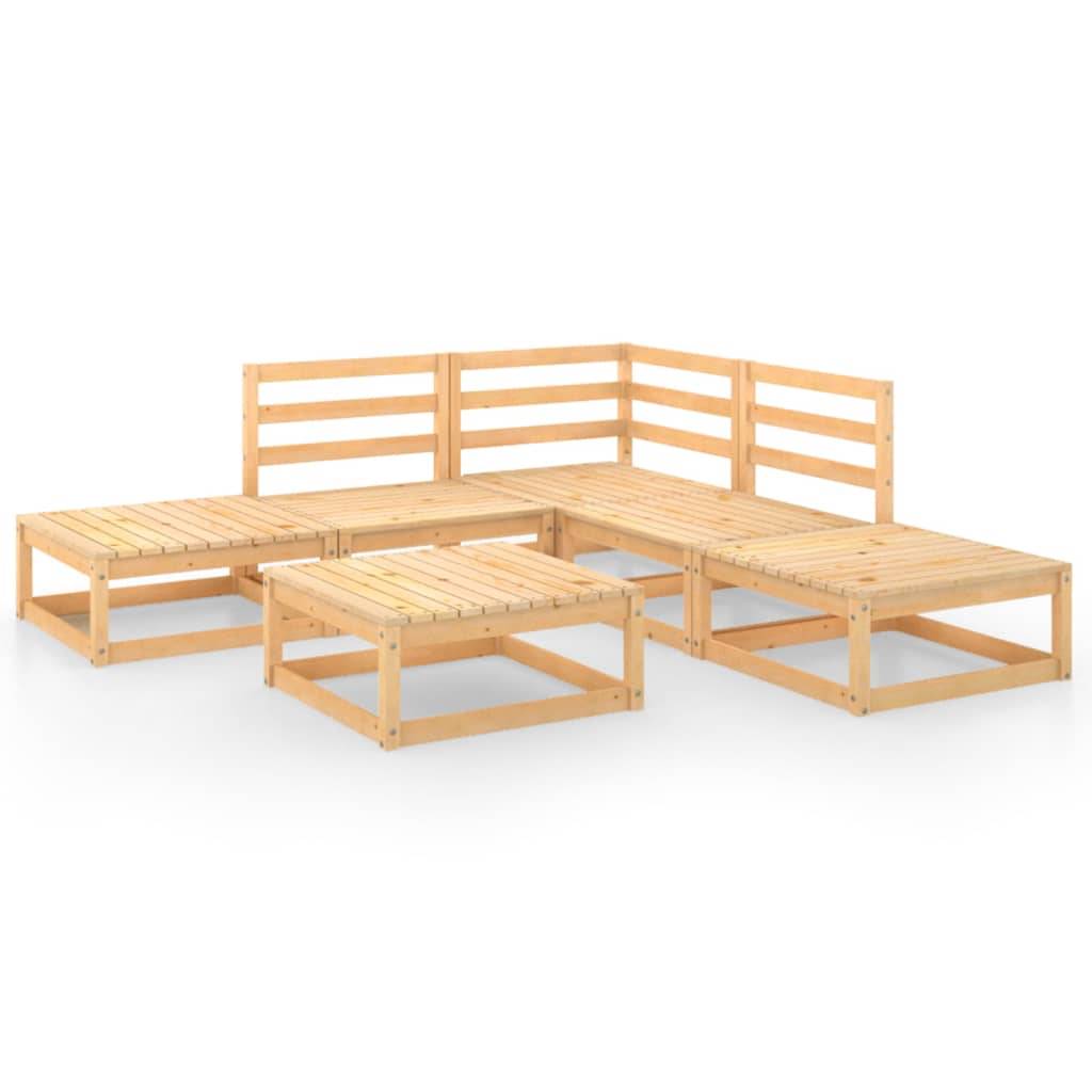 Helloshop26 - Salon de jardin meuble d'extérieur ensemble de mobilier 6 pièces bois de pin massif - Imagen 1