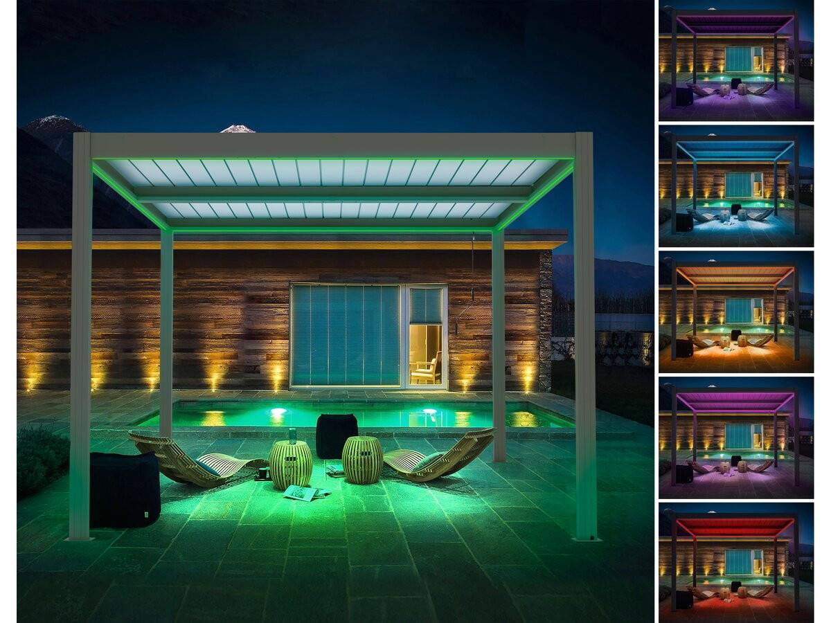 Pergola Bioclimatique Avec Led "windsor Premium" En Aluminium 3 X 4 - Taupe -habitat Et Jardin - Imagen 3