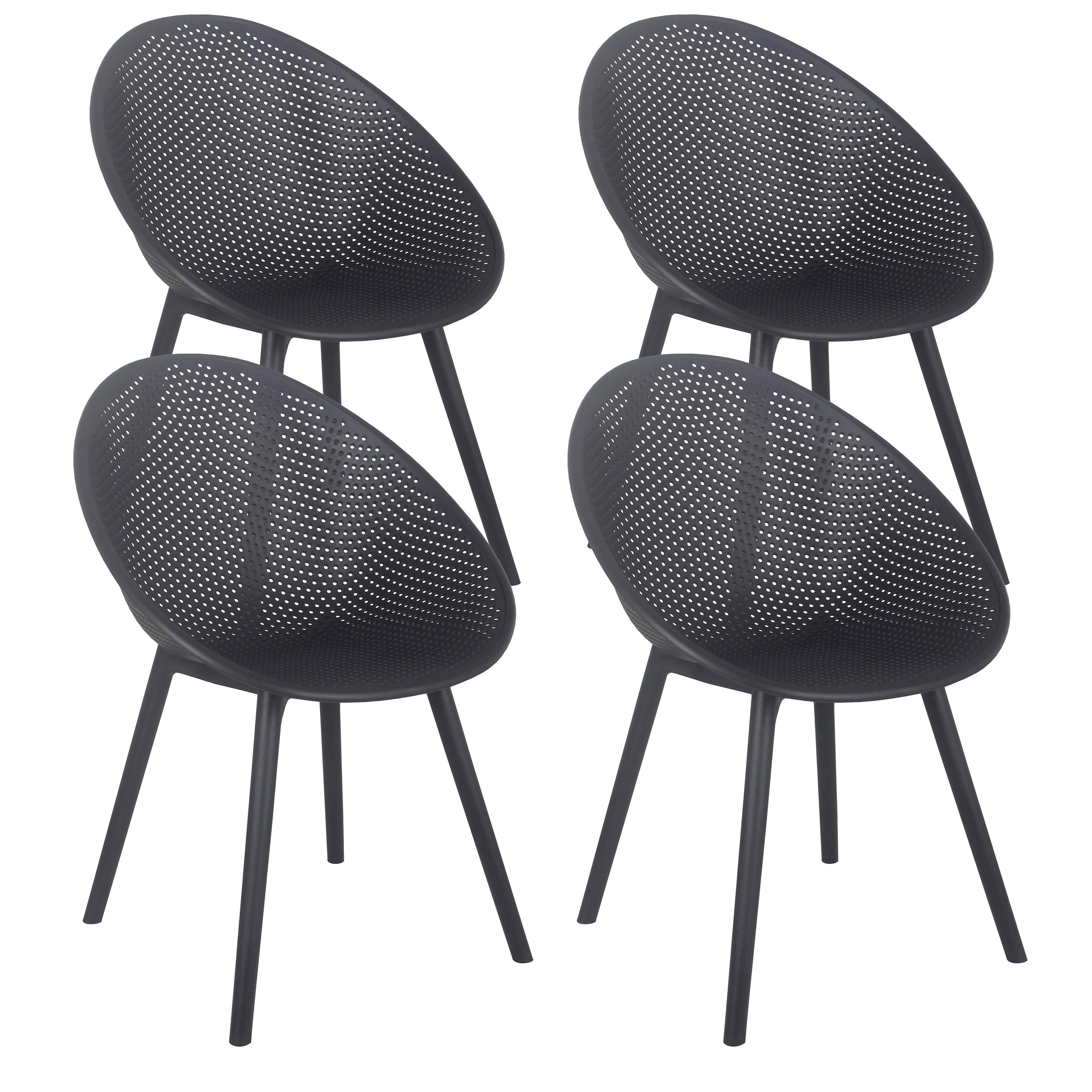 Oviala - Lot de 4 chaises de terrasse en plastique noires Buda - Oviala - Image 1