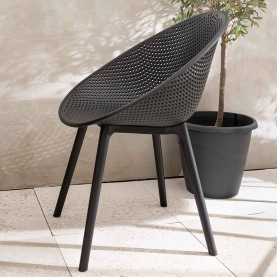 Oviala - Lot de 4 chaises de terrasse en plastique noires Buda - Oviala - Image 3