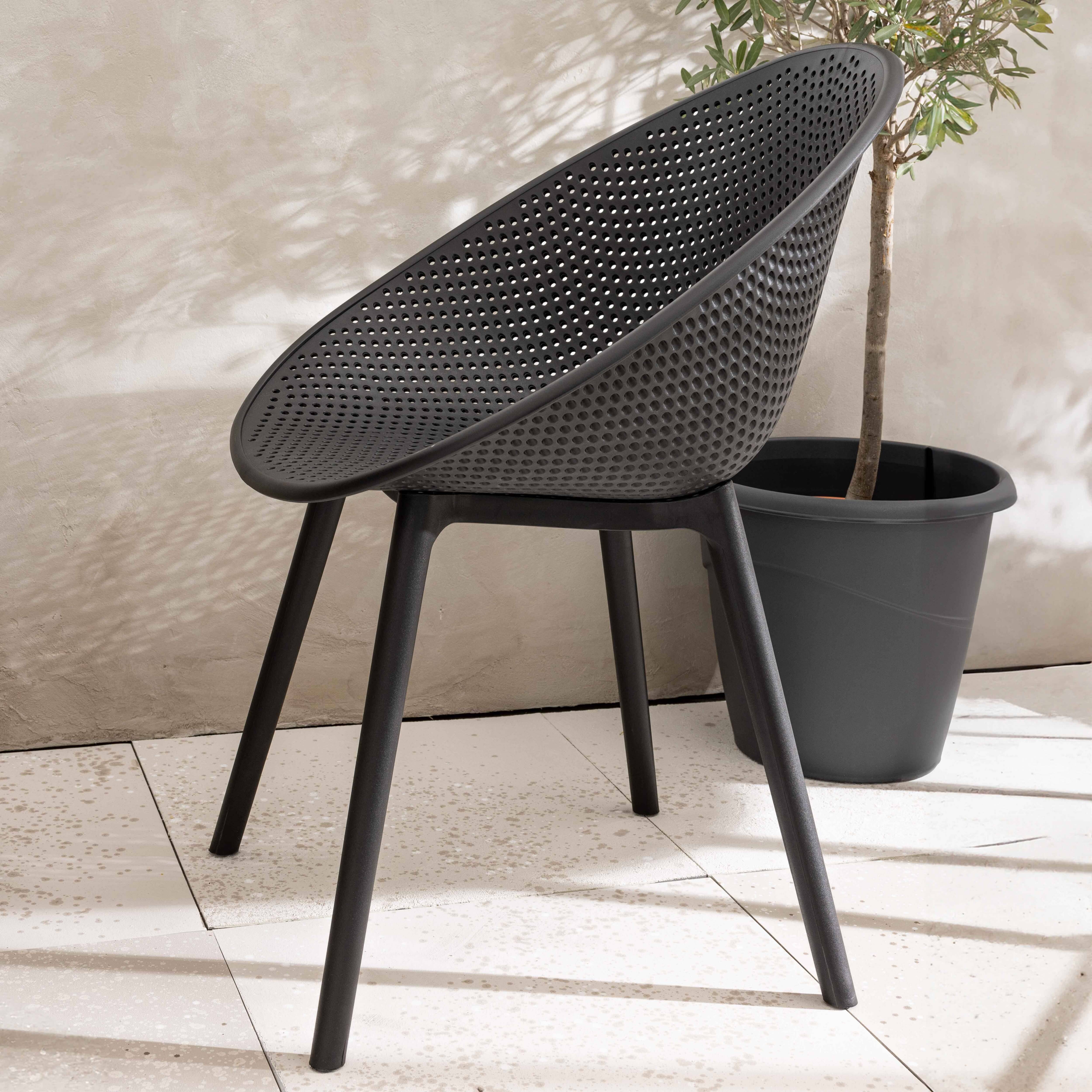 Oviala - Lot de 4 chaises de terrasse en plastique noires Buda - Oviala - Image 3