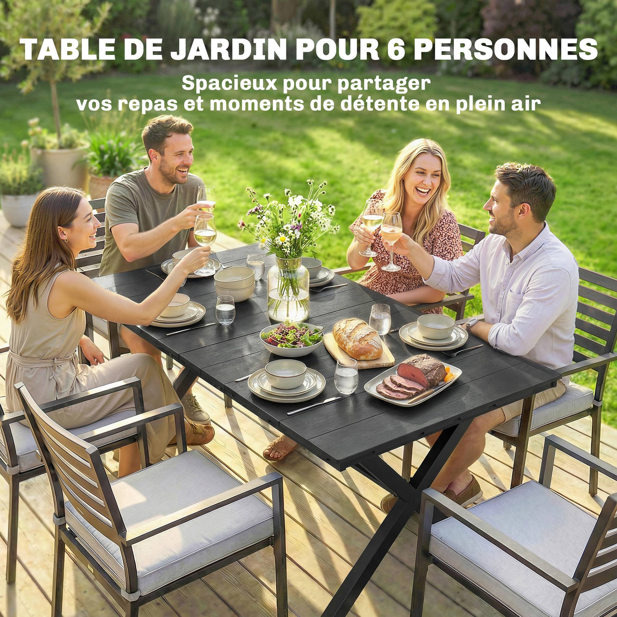 Table de jardin HDPE noir 150 x 90 x 74 cm - PANGIVO - Image 6