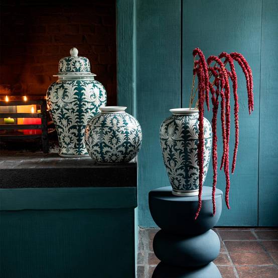 Vase Déco en Verre "Victoria" 24cm Vert & Blanc - Image 3
