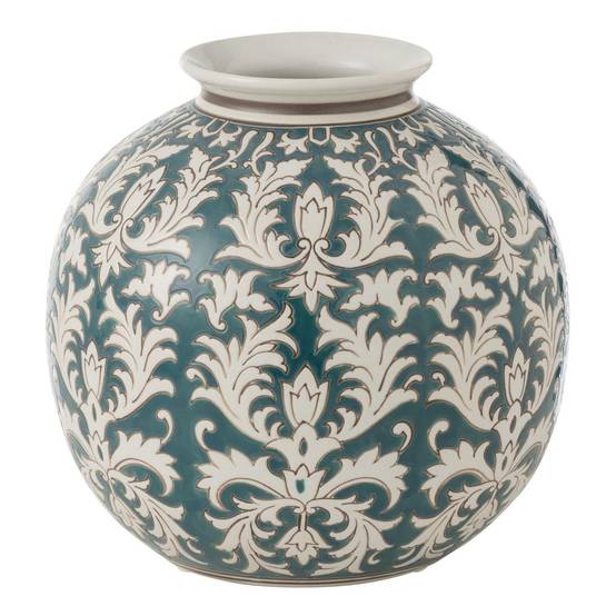 Vase Déco en Verre "Victoria" 24cm Vert & Blanc - Image 1