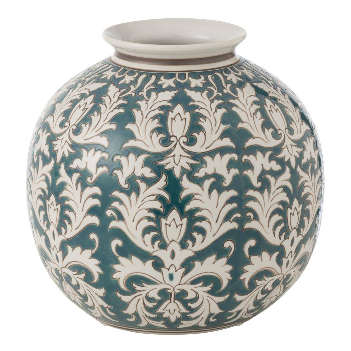 Vase Déco en Verre "Victoria" 24cm Vert & Blanc