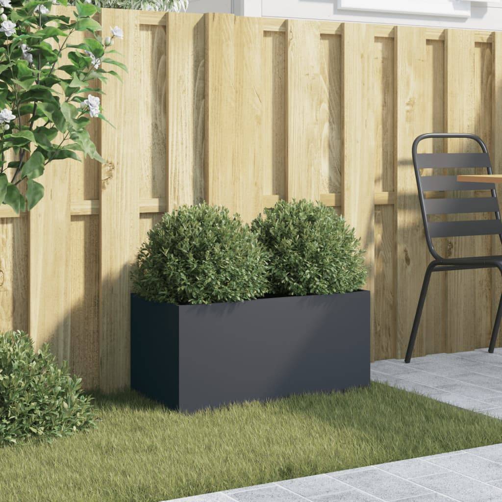 Maison Chic - Jardinière, Bac à fleurs, Pot de fleurs anthracite 62x30x29 cm acier - Imagen 3