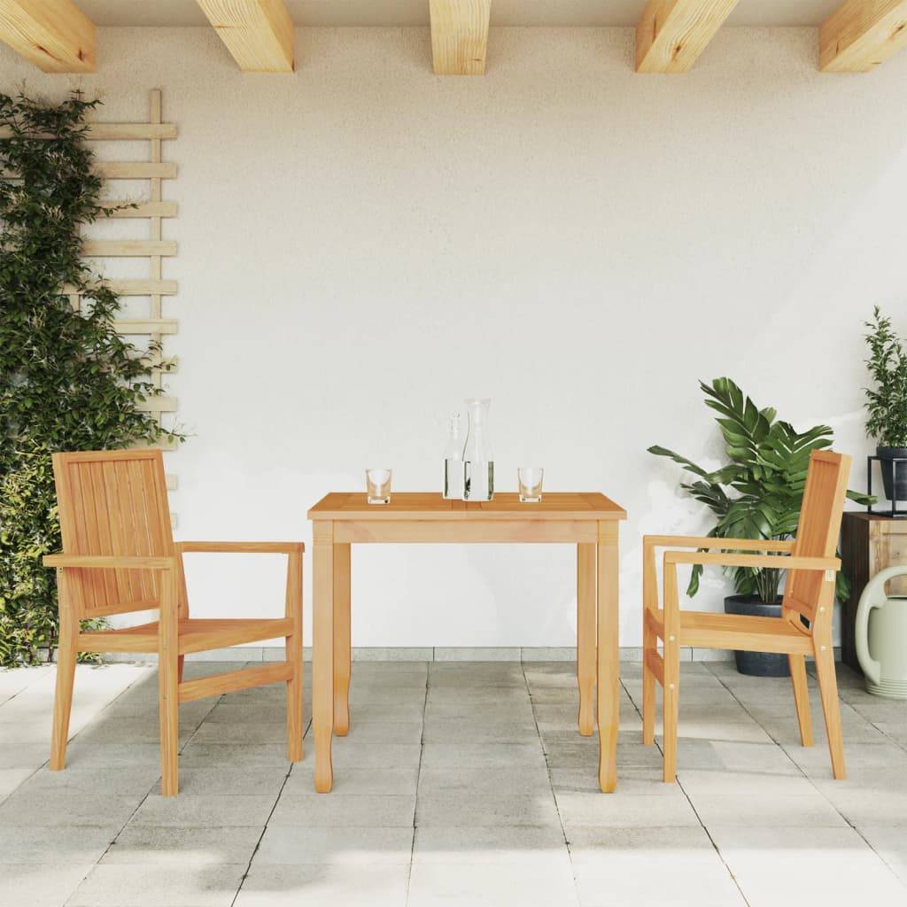 Chaises de jardin empilables bois teck 56,5 x 57,5 x 91 cm (lot de 2) - PANGIVO - Image 1