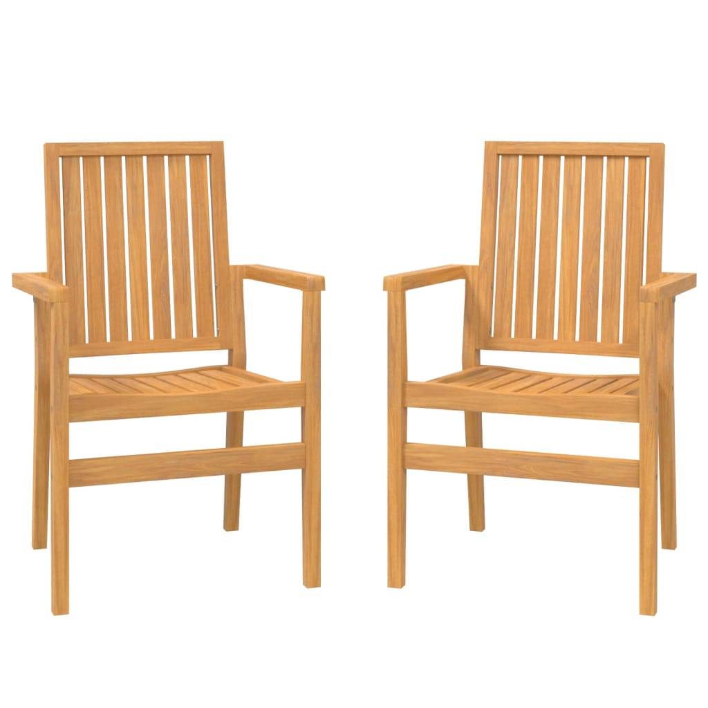 Chaises de jardin empilables bois teck 56,5 x 57,5 x 91 cm (lot de 2) - PANGIVO - Image 2