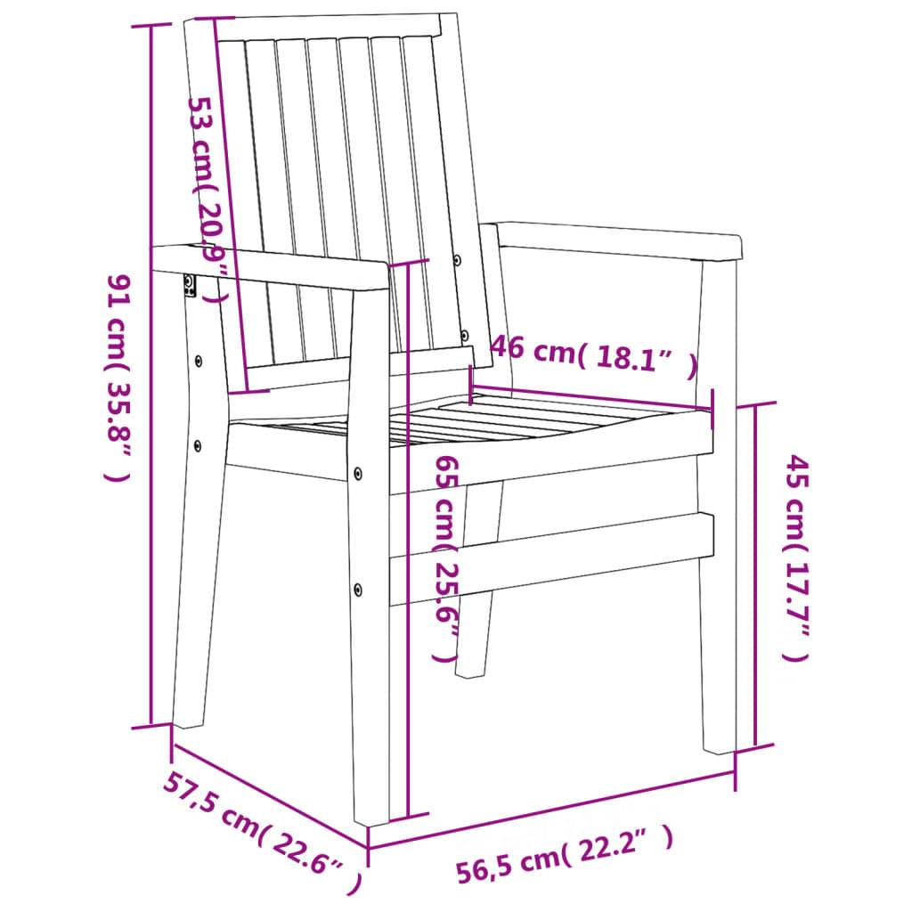 Chaises de jardin empilables bois teck 56,5 x 57,5 x 91 cm (lot de 2) - PANGIVO - Image 7