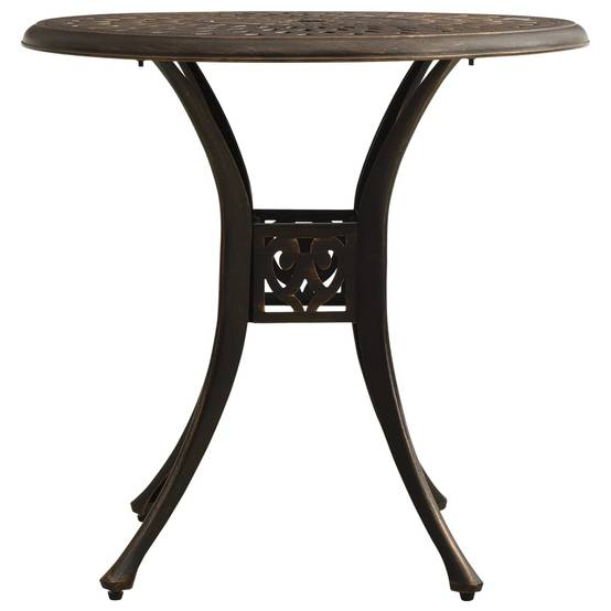 Table Ronde de Terrasse Ø78cm Style Rétro en Aluminium Coulé Bronze pour 2 Personnes – ComfortXL Outdoor Living - Image 2