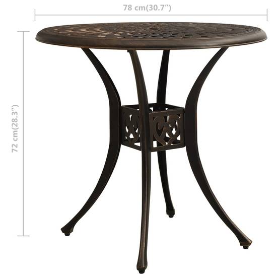 Table Ronde de Terrasse Ø78cm Style Rétro en Aluminium Coulé Bronze pour 2 Personnes – ComfortXL Outdoor Living - Image 6