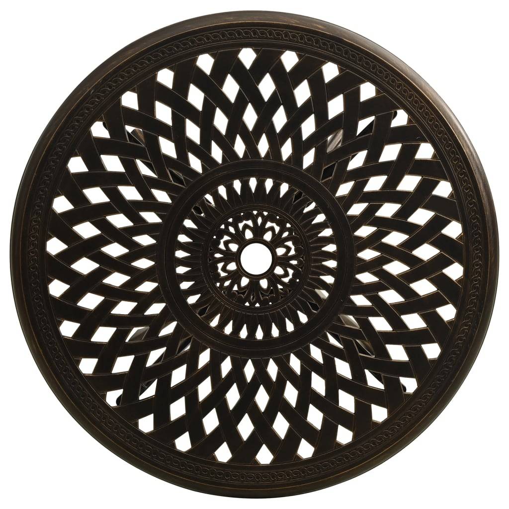Table Ronde de Terrasse Ø78cm Style Rétro en Aluminium Coulé Bronze pour 2 Personnes – ComfortXL Outdoor Living - Image 3