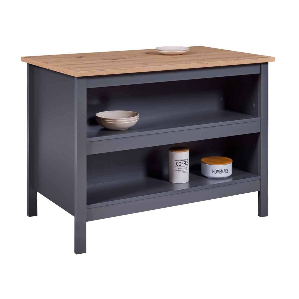 Ilot de Cuisine "Melina" 124cm Anthracite & Chêne - Image 8