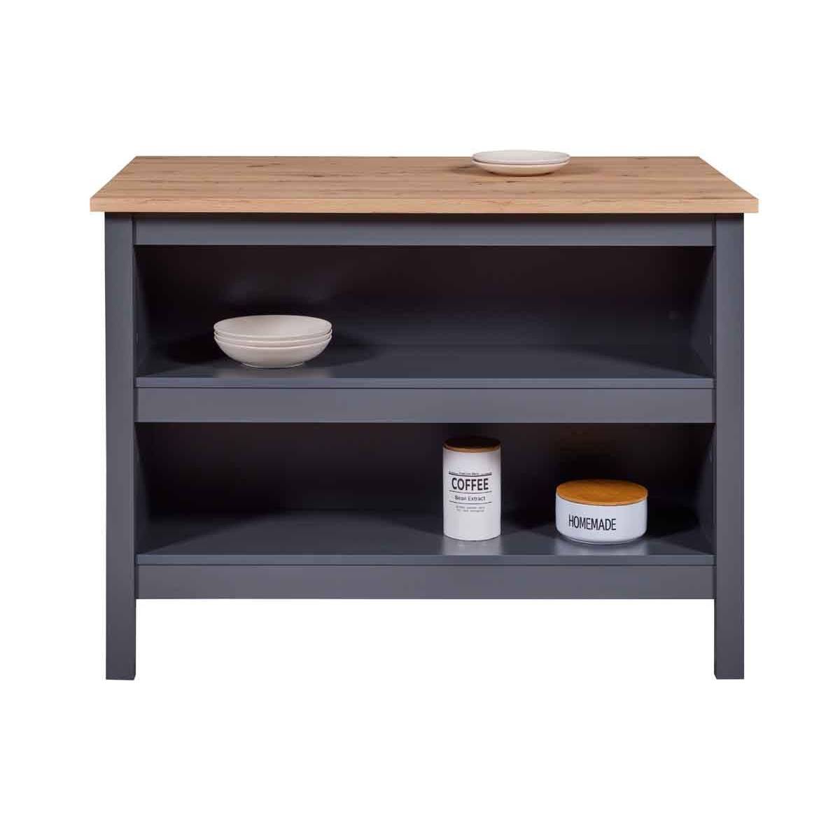 Ilot de Cuisine "Melina" 124cm Anthracite & Chêne - Image 7