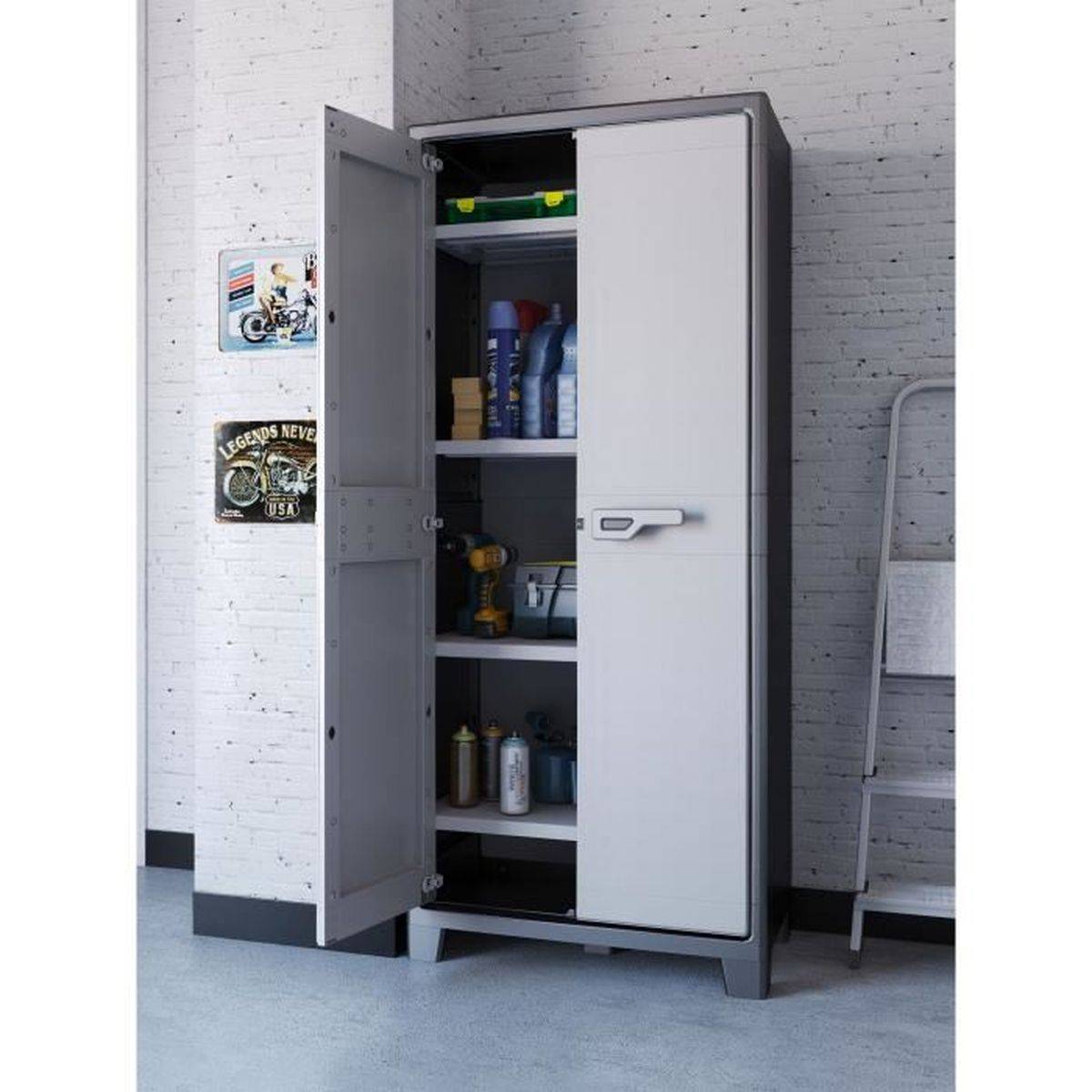 Keter - Armoire de rangement KETER Titan, 2 portes verrouillables, pieds réglables, 182 x 80 x 44 cm - KETER - Image 4