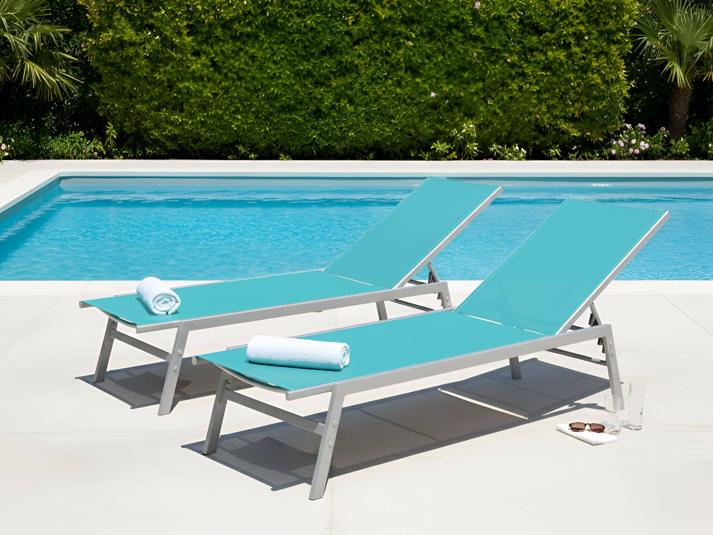 Beliani - Chaise longue Acier Bleu NOLI - 53x197x96- Beliani - Image 1