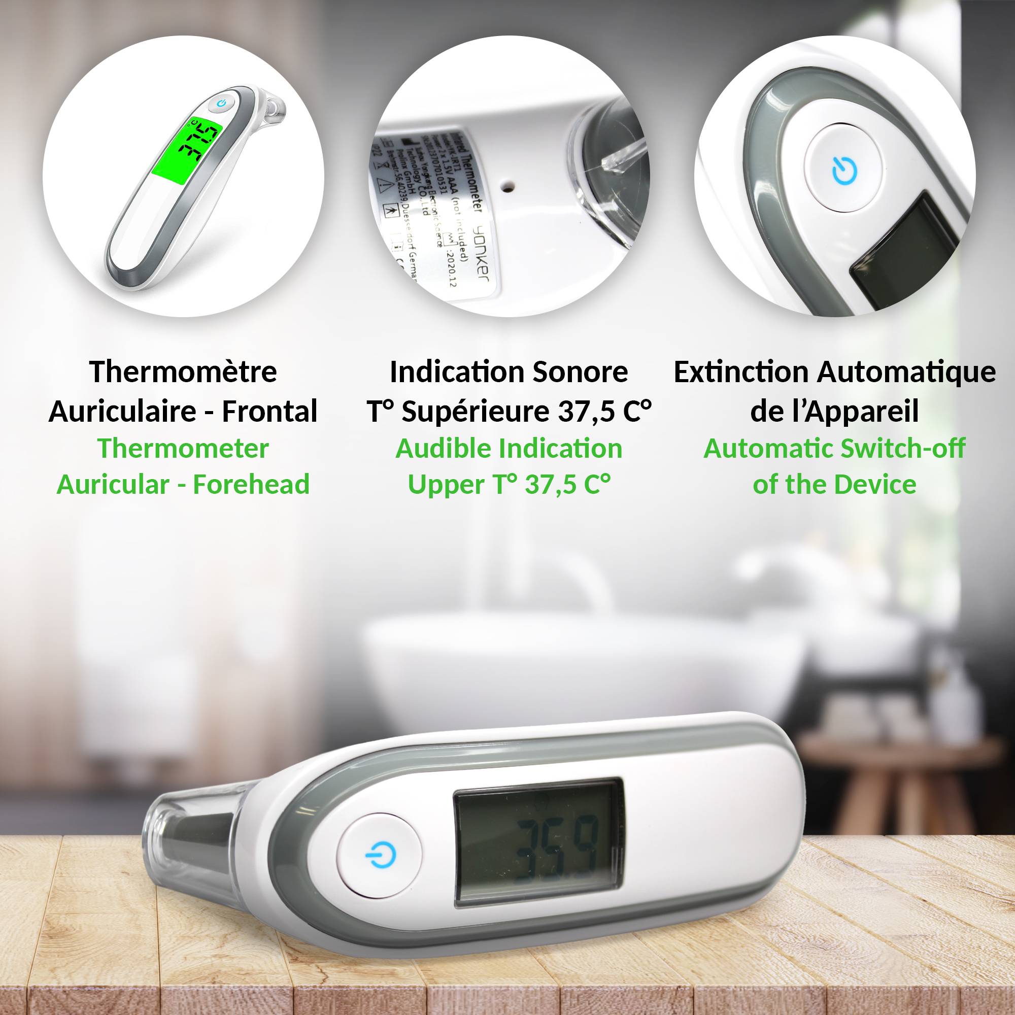 Fishtec - Thermomètre frontal infrarouge FISHTEC Body Check, technologie sans contact, mesure rapide et fiable pour adulte et enfant - Image 3