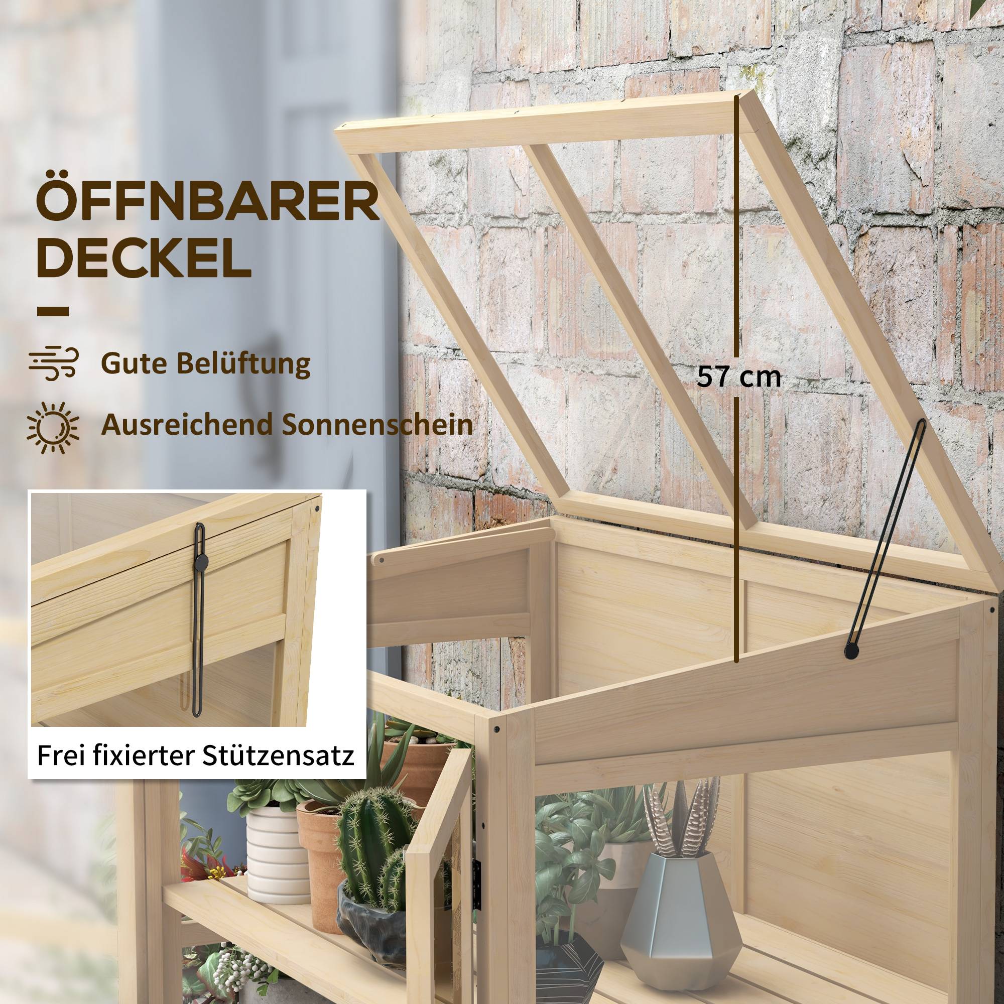 ComfortXL - Mini serre sur pied bois acrylique carrés potagers 2 niveaux toit réglable 103cm - ComfortXL Outdoor Living - Image 9