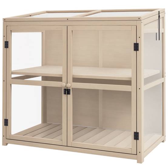 ComfortXL - Mini serre sur pied bois acrylique carrés potagers 2 niveaux toit réglable 103cm - ComfortXL Outdoor Living - Image 1