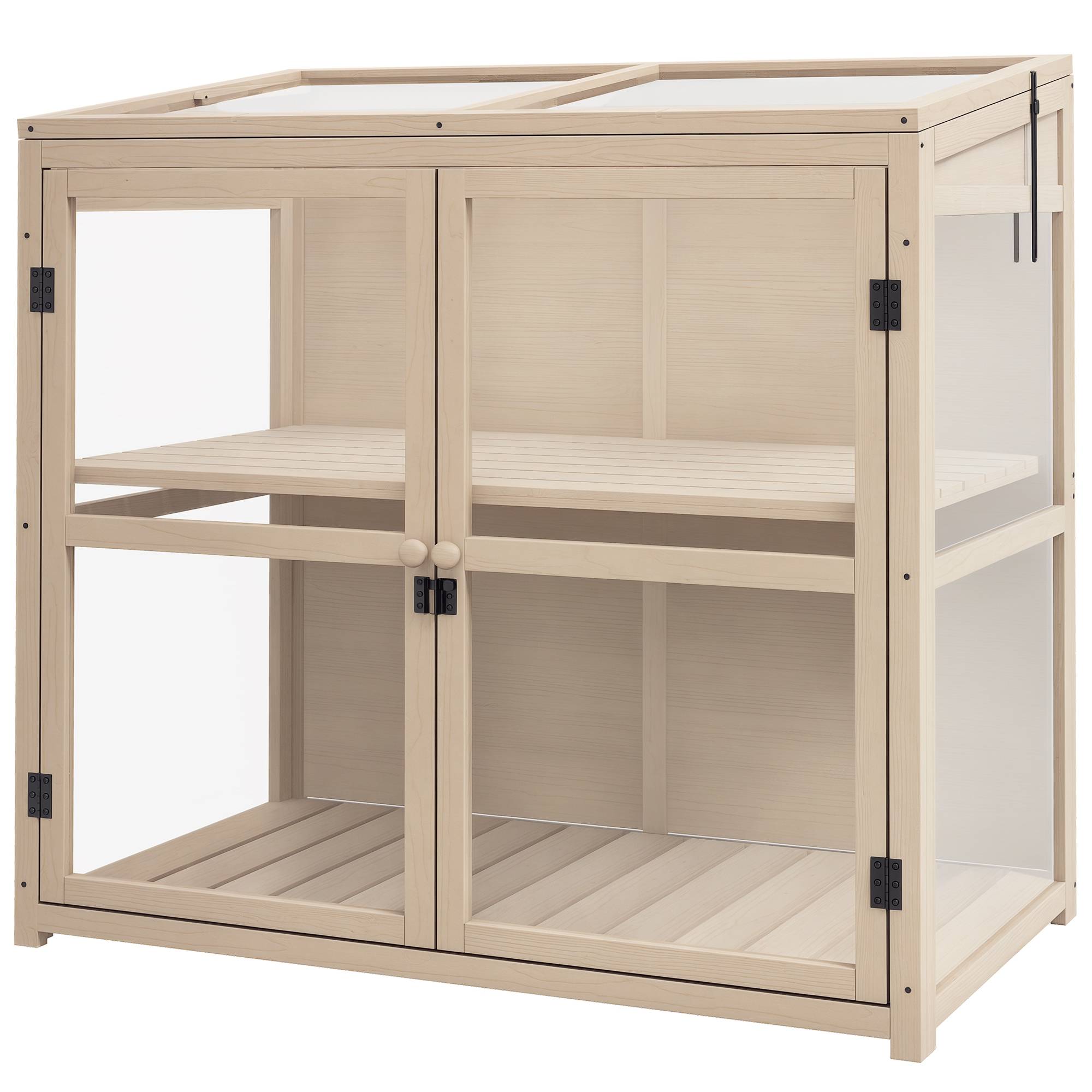 ComfortXL - Mini serre sur pied bois acrylique carrés potagers 2 niveaux toit réglable 103cm - ComfortXL Outdoor Living