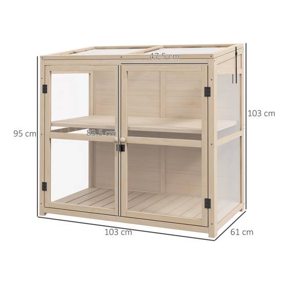 ComfortXL - Mini serre sur pied bois acrylique carrés potagers 2 niveaux toit réglable 103cm - ComfortXL Outdoor Living - Image 5