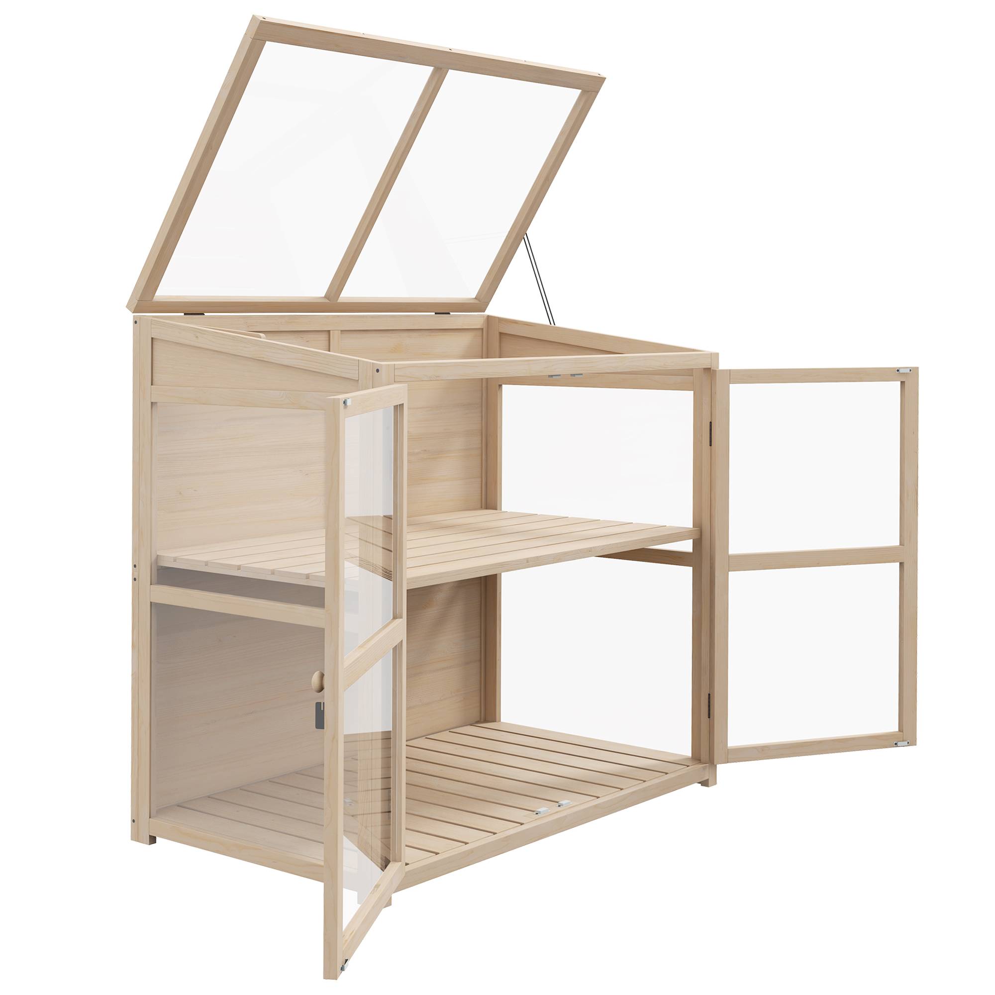 ComfortXL - Mini serre sur pied bois acrylique carrés potagers 2 niveaux toit réglable 103cm - ComfortXL Outdoor Living - Image 2