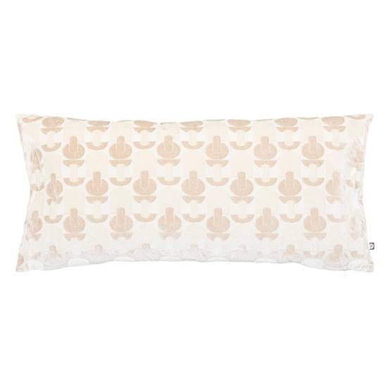 Coussin Jacquard en Velours "Luna" 35x75cm Beige Lin - Image 1