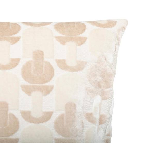 Coussin Jacquard en Velours "Luna" 35x75cm Beige Lin - Image 2
