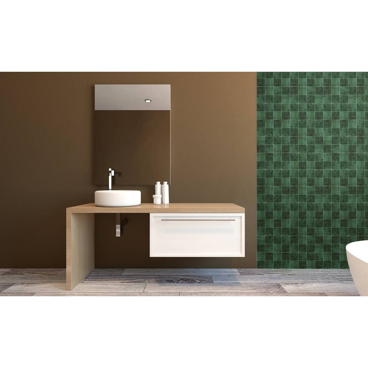 Atmosphera - 2 stickers muraux Caro carré 25x25cm vert - Atmosphera Créateur d'intérieur - Image 1