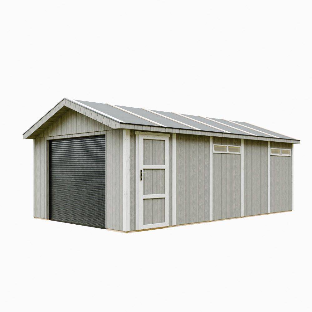 Timbela - Garage Qualité Premium 21 m²/ L378xl648 cm - garage pour auto, moto, vélos, machines de jardinage - Timbela M992B-TUNDRA GREY - Image 2