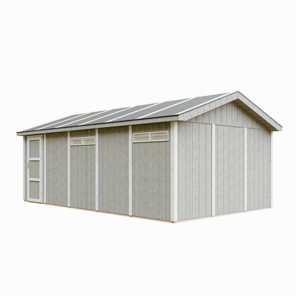 Timbela - Garage Qualité Premium 21 m²/ L378xl648 cm - garage pour auto, moto, vélos, machines de jardinage - Timbela M992B-TUNDRA GREY - Image 3