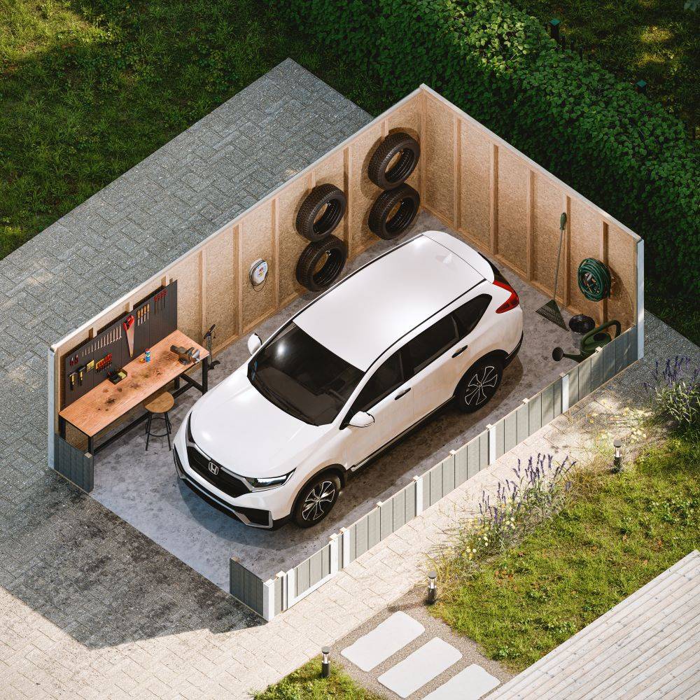 Timbela - Garage Qualité Premium 21 m²/ L378xl648 cm - garage pour auto, moto, vélos, machines de jardinage - Timbela M992B-TUNDRA GREY - Image 5