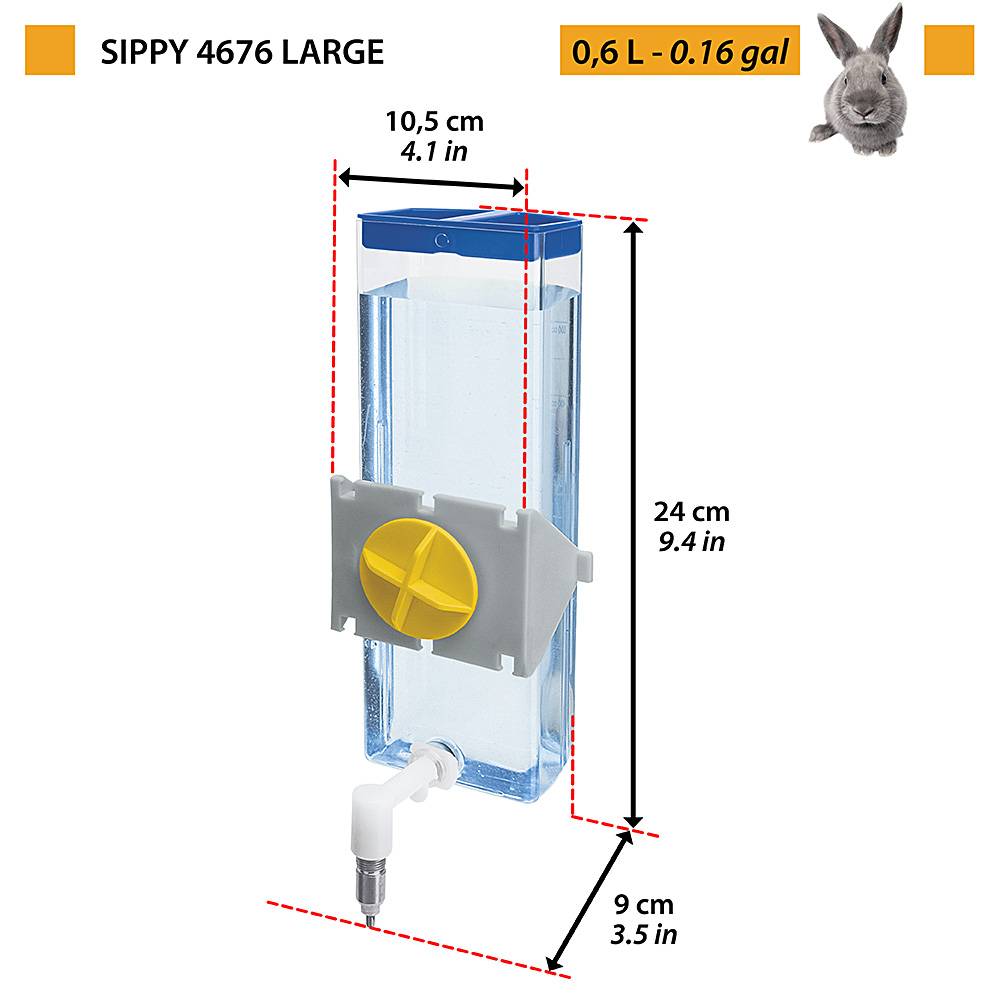 Ferplast - Ferplast Abreuvoir pour lapins SIPPY 4676 LARGE, Distributeur d'eau Bouteille pour lapins et autres petits animaux Capacité 600 cc, Système de - Image 2