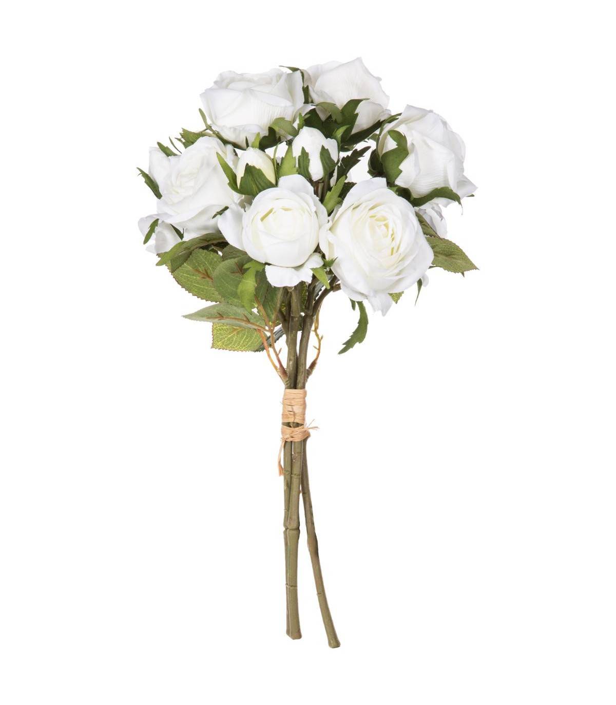 Bouquet de Fleurs artificielles 14 Roses Blanches D. 23 x H. 40 cm - Image 1